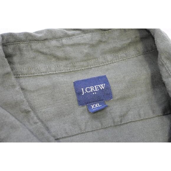 J Crew Slim Fit Dress Shirt Linen Blend Green Short Sleeve Mens Sz 2XL XXL - Picture 7 of 10